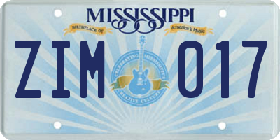 MS license plate ZIM017