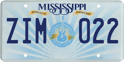 MS license plate ZIM022