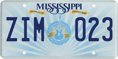 MS license plate ZIM023