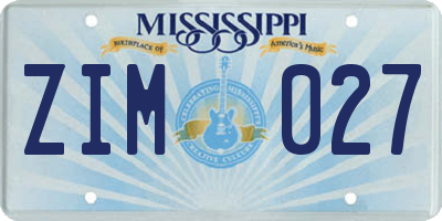 MS license plate ZIM027