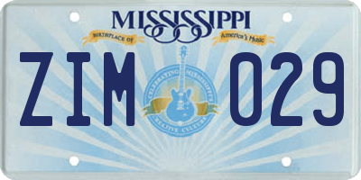 MS license plate ZIM029