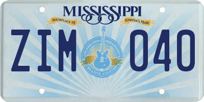 MS license plate ZIM040