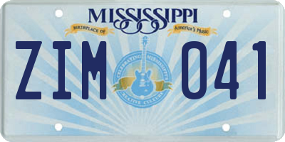 MS license plate ZIM041