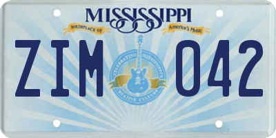MS license plate ZIM042