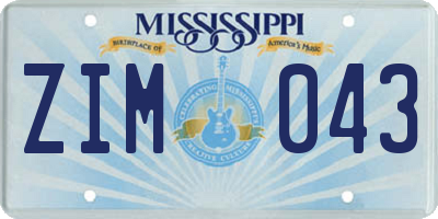 MS license plate ZIM043