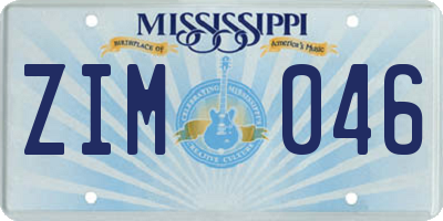 MS license plate ZIM046