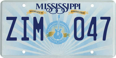 MS license plate ZIM047