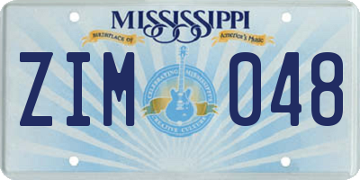 MS license plate ZIM048