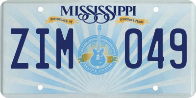 MS license plate ZIM049