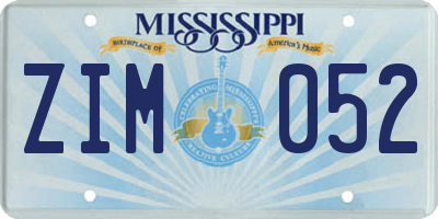 MS license plate ZIM052