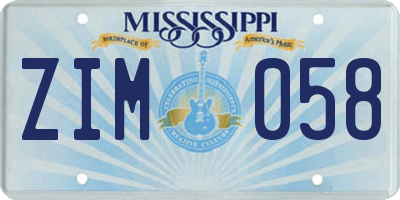MS license plate ZIM058