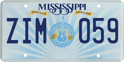MS license plate ZIM059