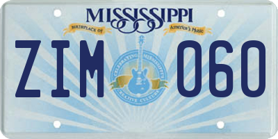 MS license plate ZIM060