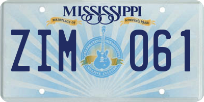 MS license plate ZIM061