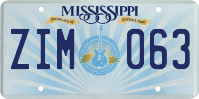 MS license plate ZIM063
