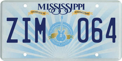 MS license plate ZIM064