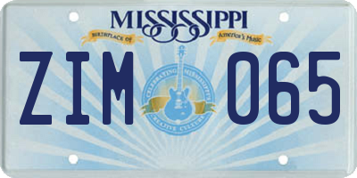MS license plate ZIM065