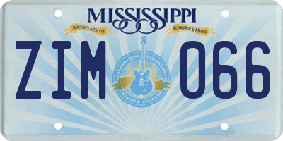 MS license plate ZIM066