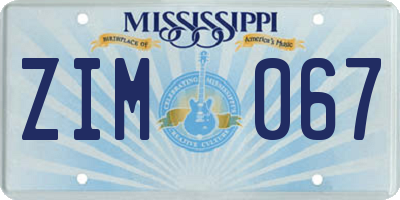 MS license plate ZIM067