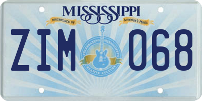 MS license plate ZIM068