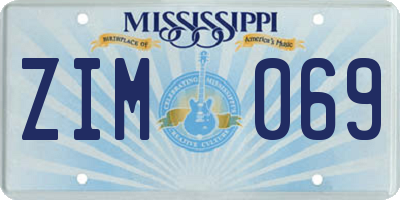 MS license plate ZIM069