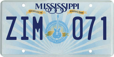MS license plate ZIM071