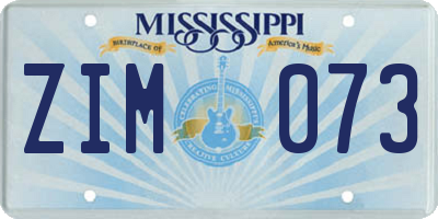 MS license plate ZIM073