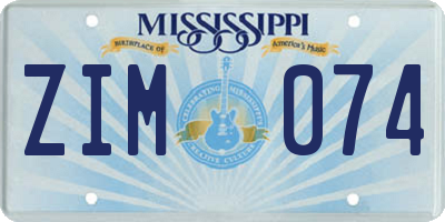 MS license plate ZIM074
