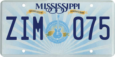 MS license plate ZIM075