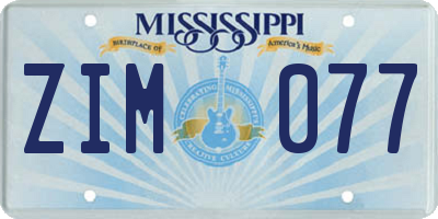 MS license plate ZIM077