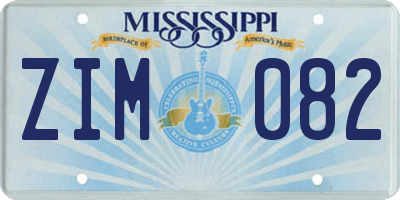 MS license plate ZIM082