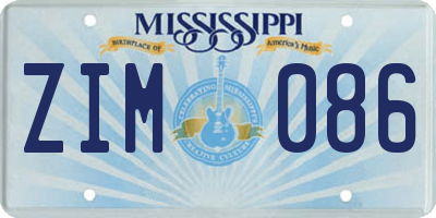MS license plate ZIM086