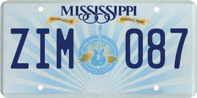 MS license plate ZIM087