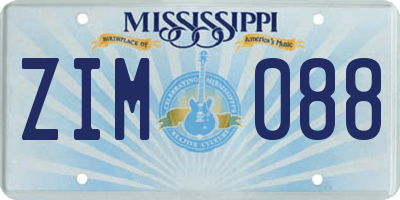 MS license plate ZIM088