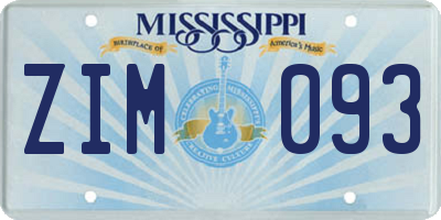 MS license plate ZIM093