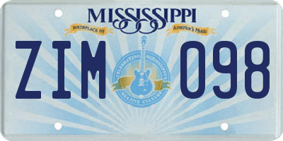 MS license plate ZIM098