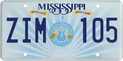 MS license plate ZIM105