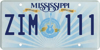 MS license plate ZIM111