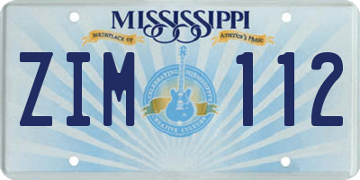 MS license plate ZIM112