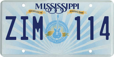 MS license plate ZIM114