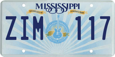MS license plate ZIM117