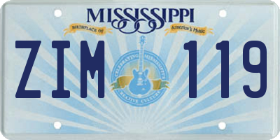 MS license plate ZIM119