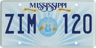 MS license plate ZIM120
