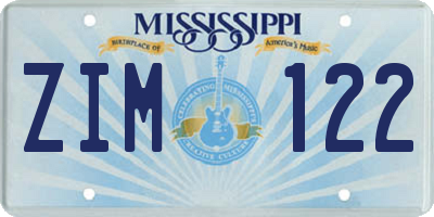 MS license plate ZIM122