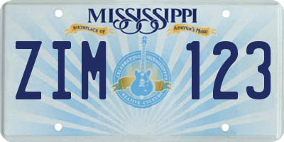 MS license plate ZIM123