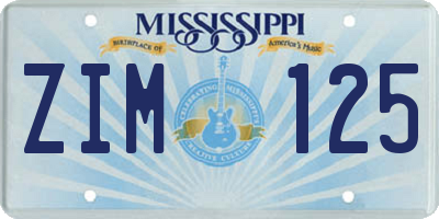 MS license plate ZIM125