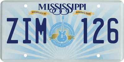 MS license plate ZIM126