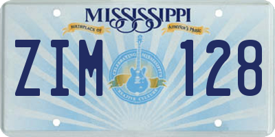 MS license plate ZIM128