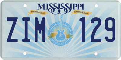 MS license plate ZIM129