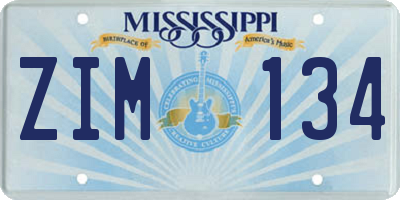 MS license plate ZIM134